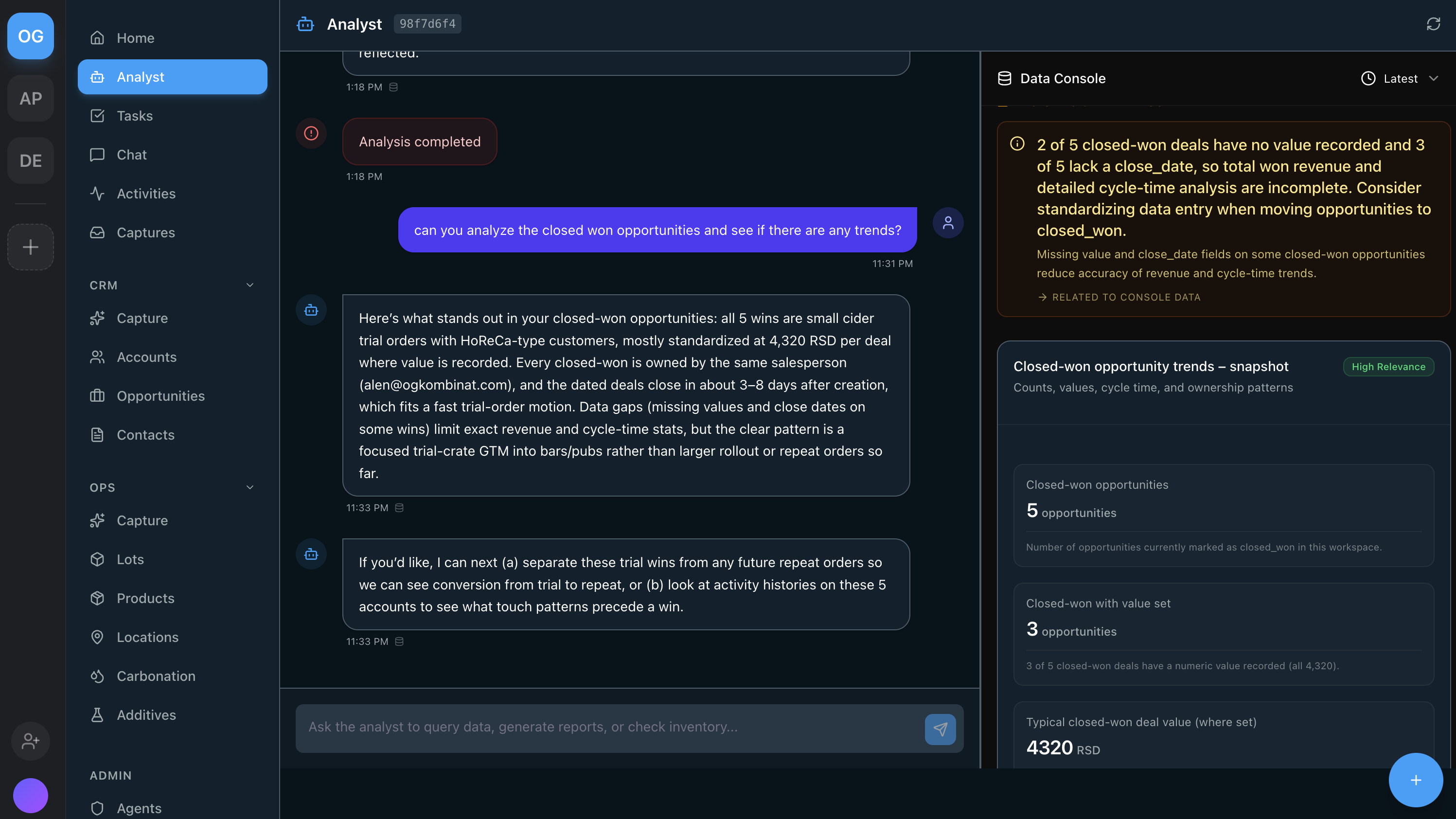 Relay Analyst Interface